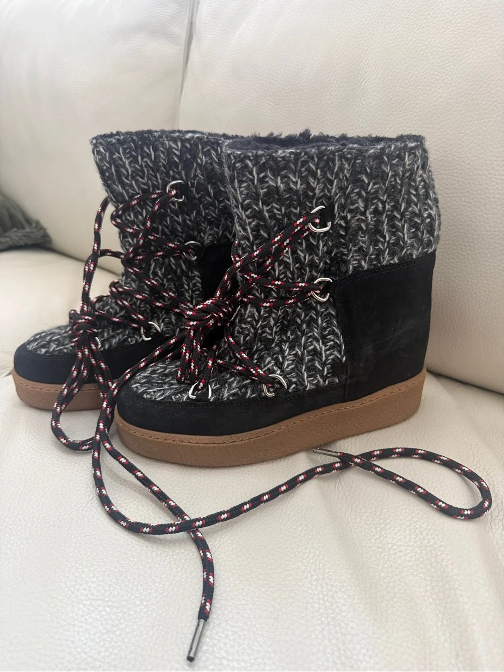 Isabel Marant Nowles 40MM Shearling-Lined Wool Platform Boots Sz 37 (7)